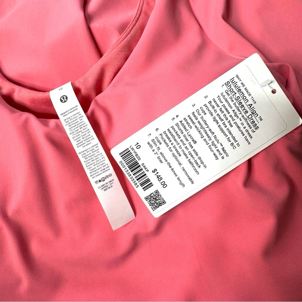 Lululemon Align Short Sleeve Dress Athletic Mini Dress Sakura Pink 10 12 NWT - Picture 13 of 15
